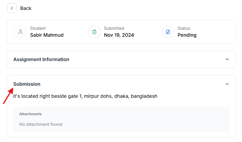 This image contains the screenshot of Klasio Assignment management window with Assignment Content in Highlight.