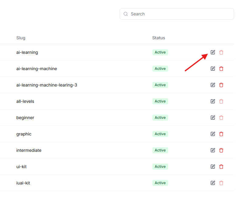 This image is a screenshot of Klasio Course Categories window with the option to select a particular category editing option in highlight.