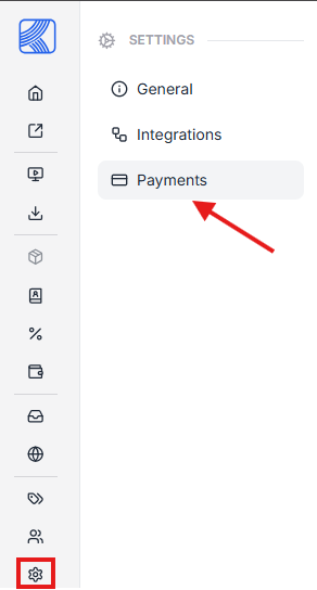 This image is a screenshot of Klasio Settings menu with the Payments tab in highlight.