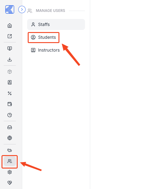 This image is ascreenshot of Klasio Usrs window with the Students tab in highlight.