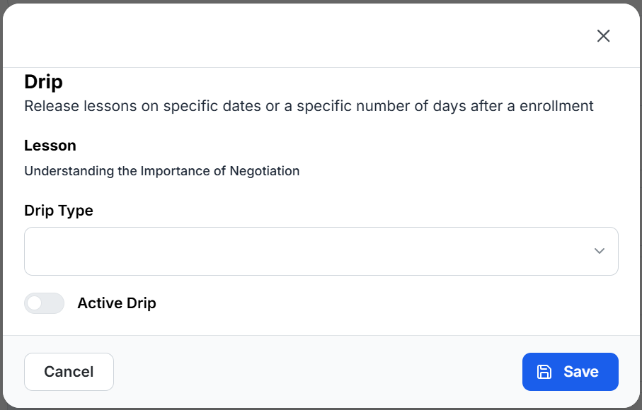 This image contains the screenshot of Klasio course drip release screen.