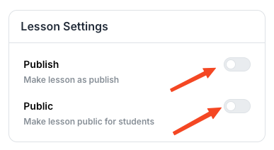 This image is a screenshot of Klasio
new lesson creating screen with 'Lesson Settings' in highlight.