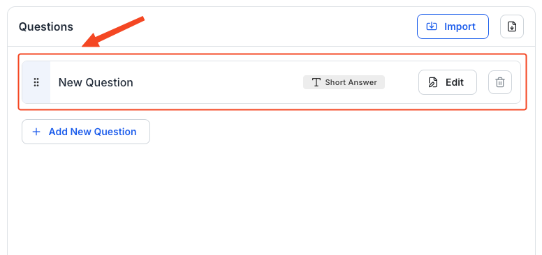 This image is a screenshot of Klasio
new quiz creating screen with quiz question view in highlight.