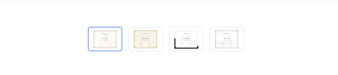 This image contains the screenshot of Klasio course certificate templates under course settings.