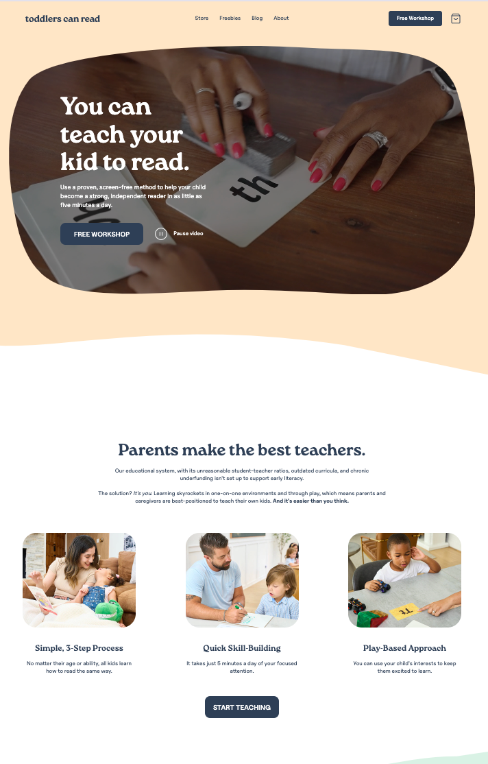 Example of a sales landing page