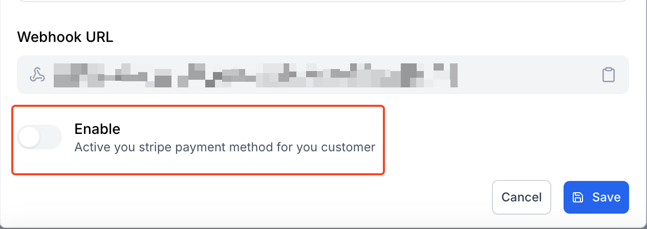 This image is a screenshot of Klasio Stripe setup pop up with the option to enable Stripe payment in highlight.