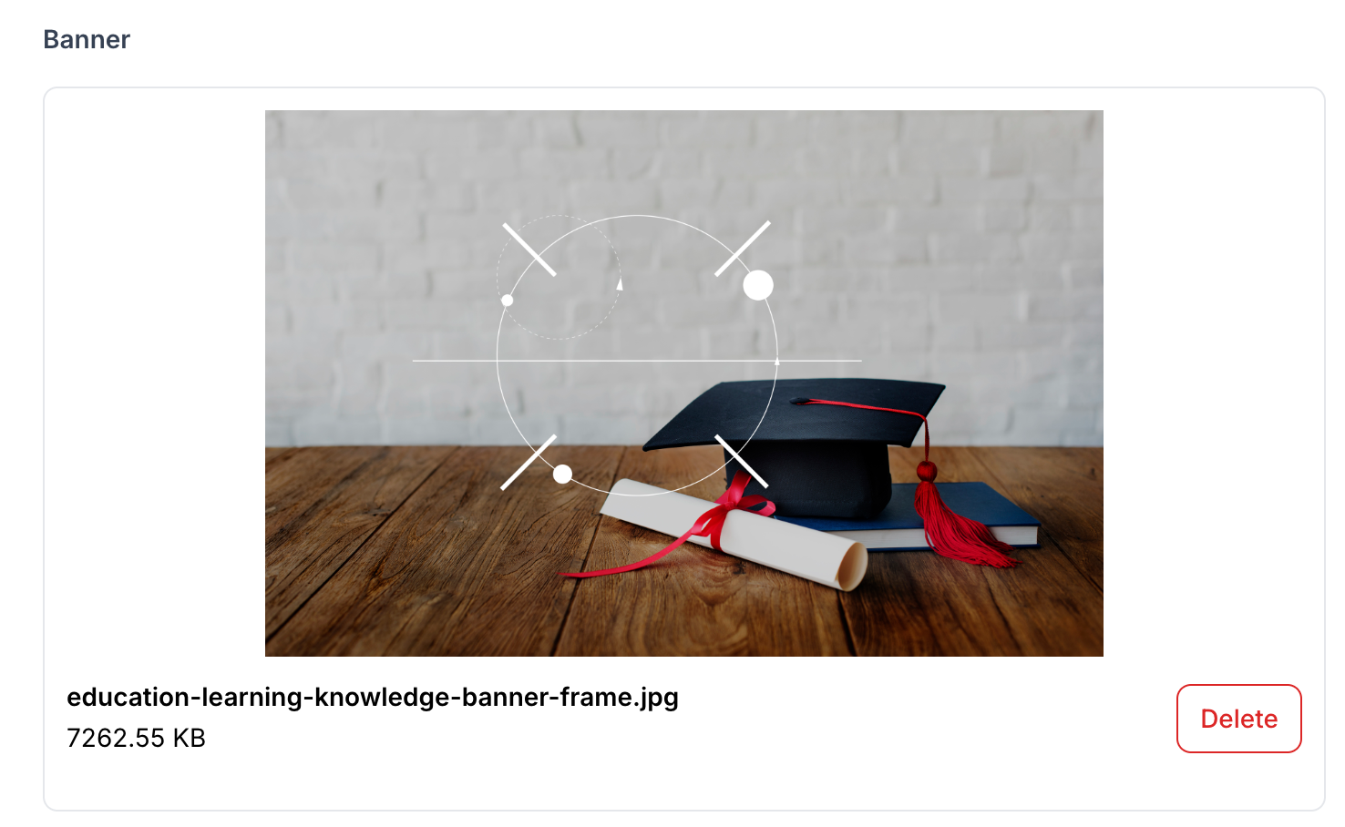 This image is a screenshot of Banner image upload option under site settings.