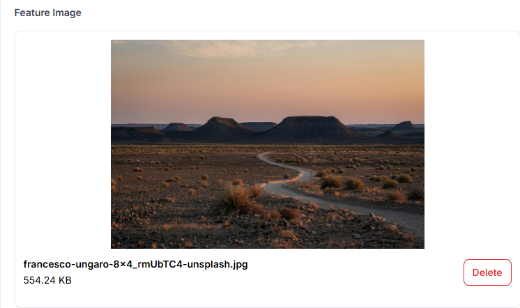 This image is a screenshot of Klasio Blog post creation window with the option to add featured image in highlight.